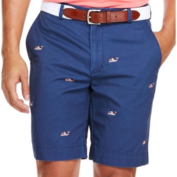 Vineyard Vines 9 Inch Flag Whale Embroidered Breaker Shorts  Size 30 NWOT - Picture 1 of 8